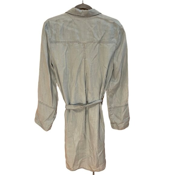 Cloth & Stone Anthropologie Tencel Blue Button Down Belted Dress Sz M - Picture 2 of 12